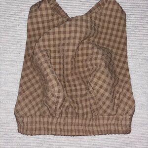 Brown Checkered Crop Top